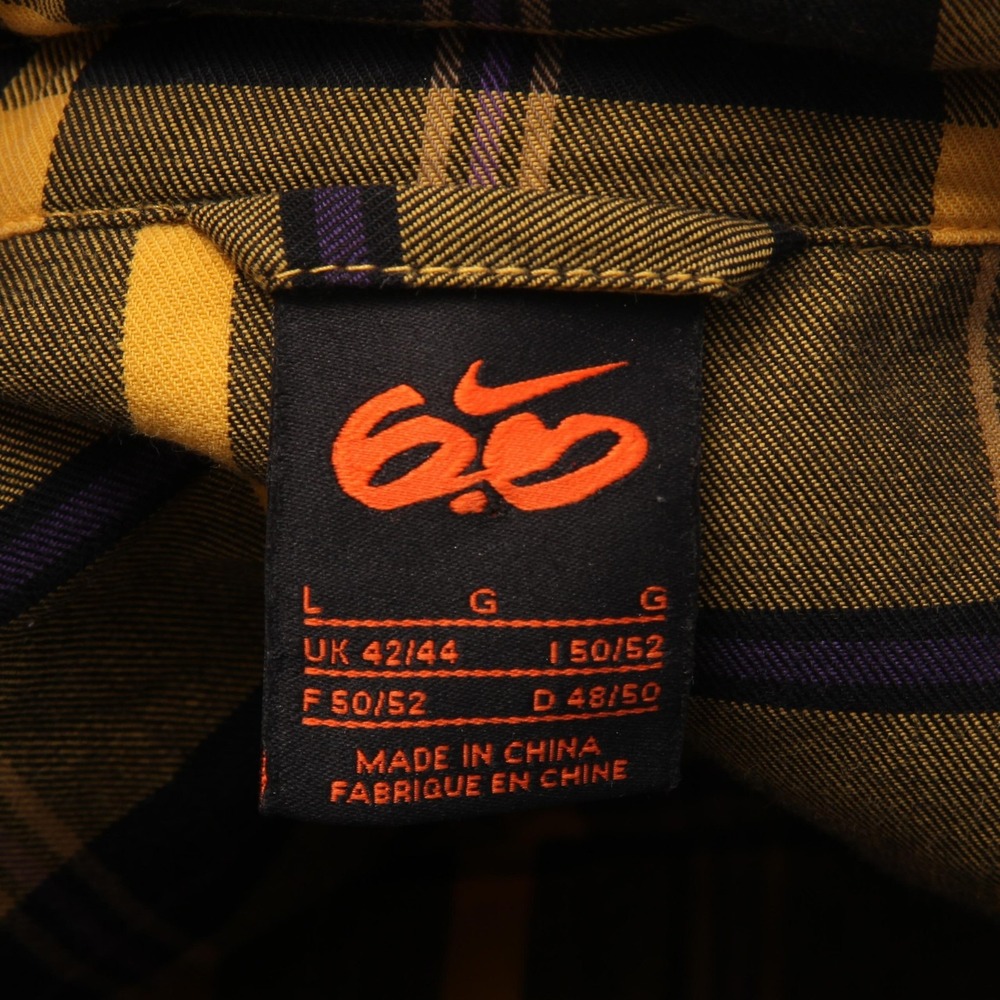 Nike 6.0 Shirt Mens Large Yellow Black Plaid Hooded Flannel Long Sleeve Casual - Picture 6 of 12